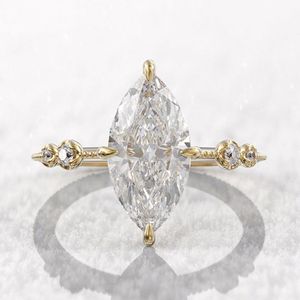 Bandringe Huitan AAA Kristall Marquise Zirkonia für Frauen Mode Dünner Ring Verlobung Hochzeit Zubehör Statement Schmuck 230829