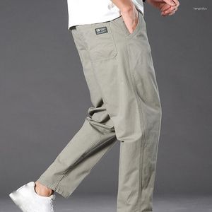 Calças masculinas casuais para homens de meia-idade e idosos pais primavera cor sólida solto encaixe tubo reto roupas de trabalho oversized