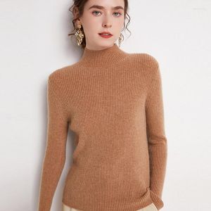 Kadın Sweaters Pure Yün Süvari Yarım Yaka Yatak Külver İnce Takım Moda Örgü Temel Kat Sonbahar ve Kış