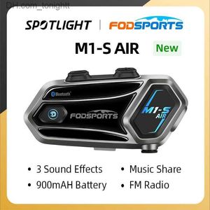 Fodsports M1-S AIR Motorcycle Intercom Helmet Bluetooth Headset BT 5.0 Interphone FM Radio 3 Sound Effects Music Share Type-C Q230830