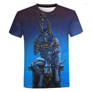 Herr t-skjortor vintage anubis svart egyptisk konst 3d tryckt t-shirt män kvinnor avslappnad kort ärm Ancient Egypt klassisk skjorta tee toppar