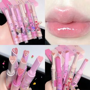 Batom Espelho Vidro Sólido Lip Glaze Flores Água Luz Coração Forma Clear Oil Jelly Gloss Coreano Matiz Maquiagem Menina Cosméticos 230829