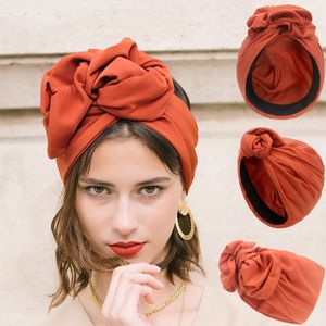 BeanieSkull Caps French Retro Turban for Women Pre Tied Headwraps Female Bandanas Indian Cap African Hat Muslim Headscarf Headband Head Wrap 230829