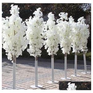 装飾的な花の花輪結婚式の装飾5フィート背の高い10ピース/ロットスリック人工桜の木ローマの柱道路リードFo Otell