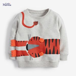 Hoodies Sweatshirts Little Maven Baby Boys Clothes Autumn Cotton Tiger Mönster Sweatshirt Fashion and Comfort Sport Wear för barn 2 till 7 år 230830