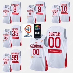 2023 Georgia Fiba Puchar Świata Jersey 99 Ilia Londaridz 35 GOGA Bitadze 8 Giorgi Tsintsadze White Men Women Młodzież XS-4xl