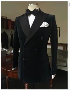 Men's Suits Blazers Black Velvet Blazer for Men with Double Breasted Lapel Dinner Party Jacket Elegant Smoking Suit Coat for Wedding/Business 230829