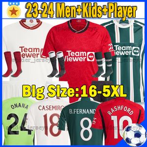 4XL 5XL 23 24 SANCHO soccer jerseys MARTINEZ RASHFORD CASEMIRO 2023 2024 HOJLUND ANTONY B.FERNANDES Fans Player version Football Shirts McTominay ONANA men Kids Kits
