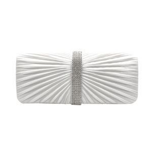 الأكياس المسائية حقيبة الموضة الأمريكية الأوروبية Diamante Diamond Crystal Pleated Drape Satin Clutch 230829