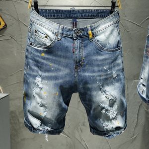 Pantaloncini personalizzati in jeans da lavoro, pantaloni cinque pezzi dipinti a mano e pantaloni con basette