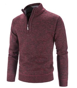 Herrenpullover, halber Reißverschluss, Stehkragen, Strickpullover, einfarbig, Stehkragen, lässig, Kaschmir, 230830