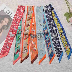 Scarves Fashion Silk Scarf Double Sided Printing Mulberry Bag Skinny Women Luxury Foulard Women Tie Head Scarves Female Bow Ties HKD230830