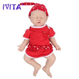 Dolls IVITA WG1528 43cm Full Body Silicone Reborn Baby Doll Realistic Girl Dolls Unpainted Baby Toys with Pacifier for Children Gift 230828