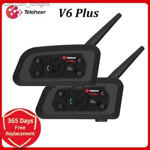 Teleheer V6 PLUS Capacete de Motocicleta Bluetooth Headset À Prova D 'Água 6 Pilotos 1200 m Intercomunicador Comunicador 850 mAh Ouvido Interfone Q230830