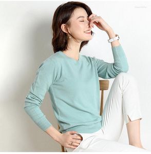 Kadın Sweaters S-3XL Örme Kazak Kadınlar 2023 Moda Bahar Sonbahar Kış Koreli Bayanlar Mavi Katı Jumper Kültürü Kadın Örgü