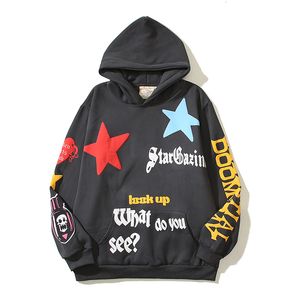 Men s hoodies tröjor y2k graffiti stjärnor brev skum främling saker fleece för män och kvinnor pullover ropa hombre sudaderas 230829