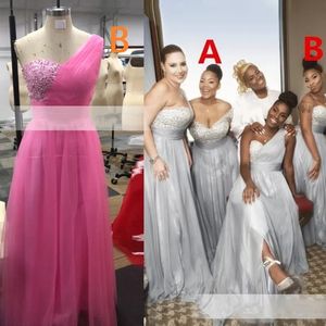 Silver Plus Size Bridesmaids Dresses A Line Floor Length Major Beading Africa Arabic Maid Of Honor Wedding Guest Party Prom Gown