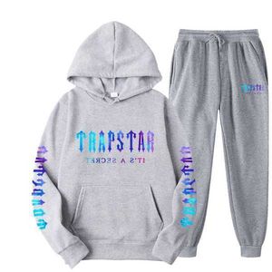 TRAPSTAR TRACKSUIT Black Mens Hoodie Trapstar Erkekler Spor Giyim Tasarımcı Pantolon Set Panon Basketbol 2 Parça 2 Parça Gevşek Kadınlar Uzun Kollu G995