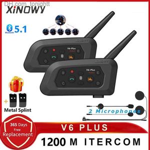 XINOWY V6 Plus Motorrad Helm Headset Bluetooth 1500M Vollduplex Interphone Communicator Für 6 Fahrer GPS Wasserdicht V6 Q230830