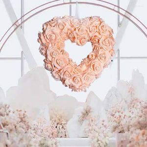 Dekorative Blumen Valentinstag Kranz für Hochzeit Party Rose Herz Indoor Outdoor Wandbehang Home Decor