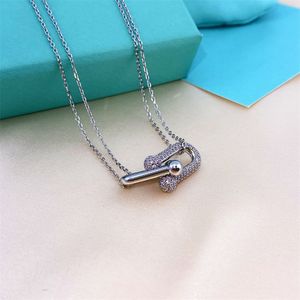 OL U Shape Horseshoes Brand Designer Pendant Necklaces for Women 18K Gold Silver Link Chain Nice Choker Necklace with diamond Crystal Jewelry