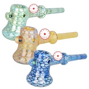 最新のカラフルなヘンディワズファウス喫煙Pyrex Glass Pipesポータブルポケットドライハーブタバコフィルタースプーンボウル革新的な非滑りハンドルハンドパイプタバコホルダー