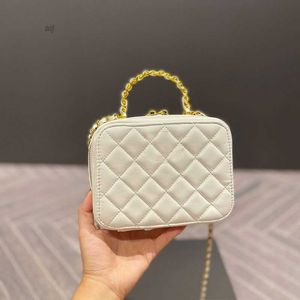 2022SS Women Classic Mini Zipper Shoulder Bag Super Cases Retro Diamond Lattice Gold Chain Box Type Fashion Wild Key Pouch Coin Purse Cosmetic Fanny Pack 16cm