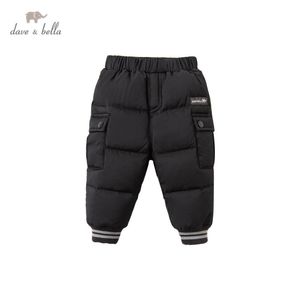 Pantaloni DBX15741 dave bella inverno neonati maschi giù pantaloni moda tasche solide pantaloni imbottiti bambini di alta qualità 230830