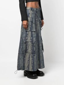 Rokh Python-Print Cargo Maxi 스커트 여성 디자이너 드레스 Wonder Land Brand Tag Silk Street 럭셔리 브랜드 The Dancer Courreges Anagram Half Skirt