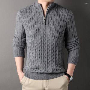 Men's Slim Fit Knitted turtleneck sweater with zipper Pullover Polo Sweater 2023