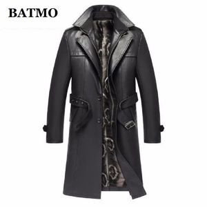 Mens Leather Faux Leather Batmo Ankomst Autumn Winter Real Leather Thicked Trench Coat Men Leather Jacket Men Long Overcoat Plussize S5XL 230831