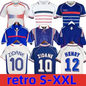 1998 2002 Retro Francês Camisa de Futebol Vintage Zidane Henry Maillot Camisa de Futebol 1996 2004 Trezeguet Home Football Jerseys Trezeguet Away Finais 2006 Branco