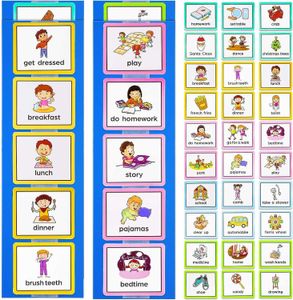 Uczenie się zabawek 45 sztuk harmonogram wizualny dla dzieci Karty mapy autyzmu Rutynowe listy wykresu codzienne dzieci