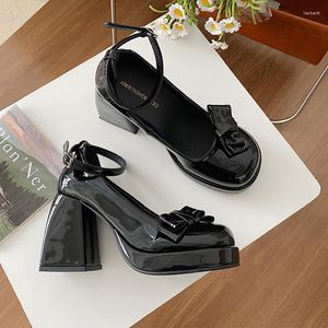 Sandals Marie Jane High Heels Trend Chunky Women Shallow Shoes Summer 2023 Casual Fashion Bow Luxury Pumps Sexy Dress