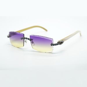 Buffs cool sunglasses 3524031 with blue Bouquet diamonds and white buffalo horn legs 57 mm cut lens