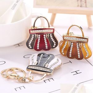 Nyckelringar Lanyards Korean legering Rhinestone Handväska Modell Keychain Jewelry Ladies Bag Pendant Decoration Handgjorda Drop Delivery Fashi Dhsyt