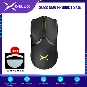 Mouse Delux M800PRO PAW3370 Mouse da gioco wireless ottico RGB 19000 DPI Mouse ergonomico programmabile cablato ricaricabile per Windows Mac 230831