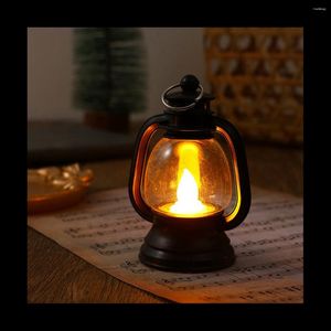 Dekorativa figurer 24st Black Electronic Candle Lantern Light Flameless LED Oil Lamp Mini Hanging Christmas Home Deco