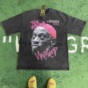 Herren-T-Shirts, Herren-T-Shirts, Frosch-Drift, Mode, Vintage, locker, Basketball, Grafik, Retro, Waschen, Sommer, der Wurm, Dennis Rodman, übergroßes T-Shirt, T-Shirt, Tops, Herren, T230512 x083