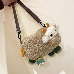 Sacos de noite Moda japonesa sobre o ombro bonito pelúcia vaca forma crossbody saco mensageiro meninas bolsa dos desenhos animados