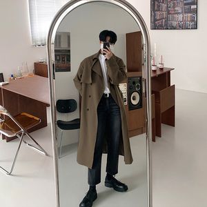 Men's Trench Coats British Style Men Solid Double Breasted Oversize Leisure Long Stylish Outwear Hombre Korean BF Windbreaker 230831
