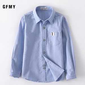 Kinderhemden GFMY Frühling Oxford Textil Baumwolle Bluse Mädchen Jungen Weißes Hemd 3T-14T Britischer Stil Kind Lässige Schulkleidung 230830