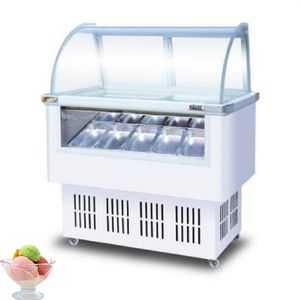 Vitrine für Gelato und Eis am Stiel, Glastür, Eisvitrine, Eisbrei, Kaltgetränke-Gefrierschrank, Eiscreme-Aufbewahrungsmaschine