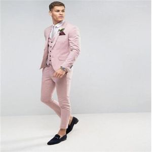 Ternos masculinos blazers feitos sob medida rosa masculino casamento fino ajuste noivo baile de formatura festa blazer masculino smoking jaqueta calças colete traje mar222n