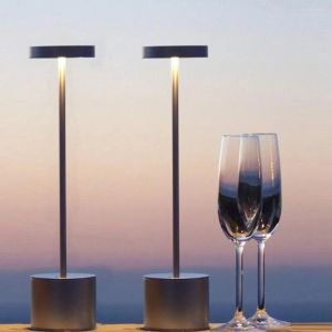 Table Lamps Cordless Lamp Wireless Retro LED Night Light Portable Rechargeable USB Small Desk Nightlight Outdoor Stepless Dimming Room LL