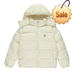 Homens inverno trapstar londres puffer jaqueta masculina bordado reino unido high street fashion creme feminino removível com capuz