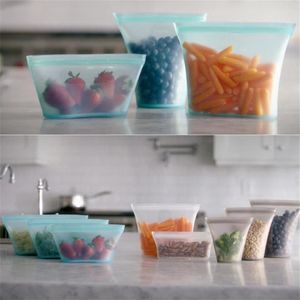 Contenitori per alimenti in silicone Set Ciotola per alimenti freschi Borsa per tazza riutilizzabile Stand up Zip Borsa chiusa Tazza per frutta e verdura con guarnizione Organizer275b