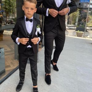 Suits 2023 Spring Autumn Formal Suit for Boy Children Black Party Host Wedding Costume Jacket Vest Pants 3 Pieces Wholesale Clothing 230830