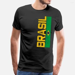 Herren T-Shirts Vintage Herrenmode Brasilien Flagge Land Emblem Shirt Männer Brasilien T-Shirt Retro Nation Team Logo Sommer T-Shirt