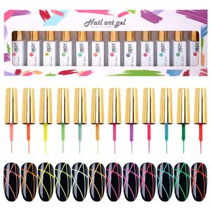 Nail Polish 12 ColorsSet Gel Pull Liner Nail Polish Kit UVLED Gel For DIY Hook Line Manicure Painting Gel Nail Art Supplies Brushed Design 230831